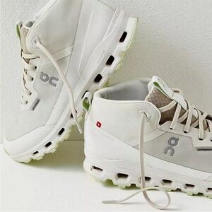 On Running White and Green Sneakers